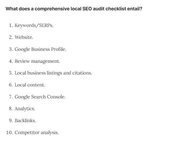 Local Seo Audit Checklist from Searchenginejournal