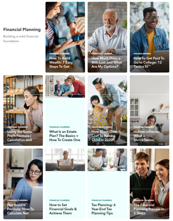 a screenshot of financial planning blog from mint.com