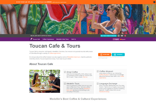 Previous Cafe and Tours Website Design Sample