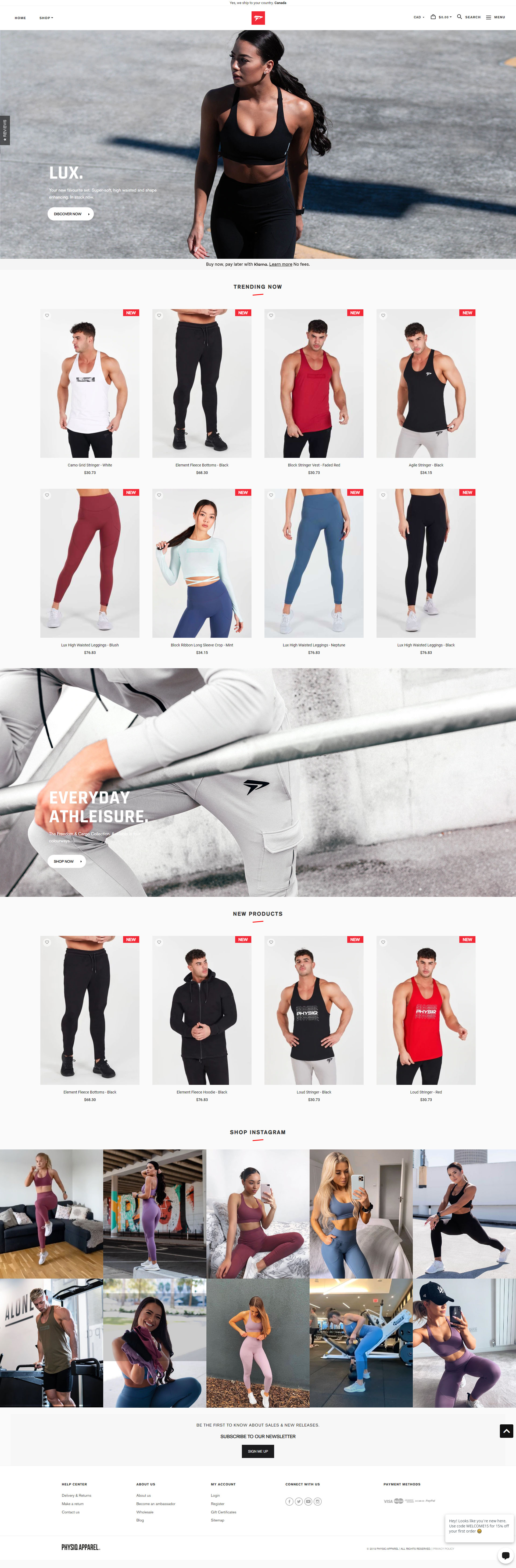 Previous Fitness Apparel Website Design Example