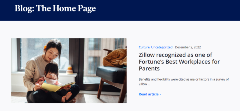 blog page of zillow