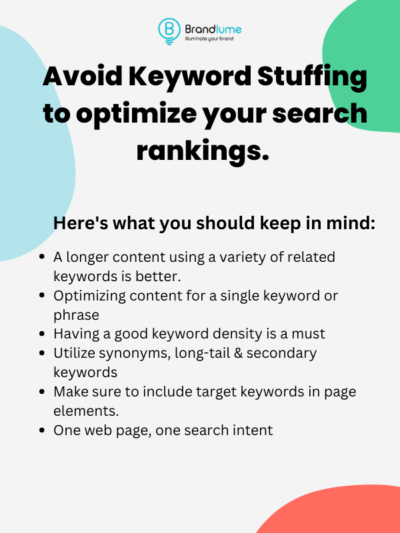 Avoiding Keyword Stuffing to Optimize your Search Rankings - Infographic by Brandlume.com